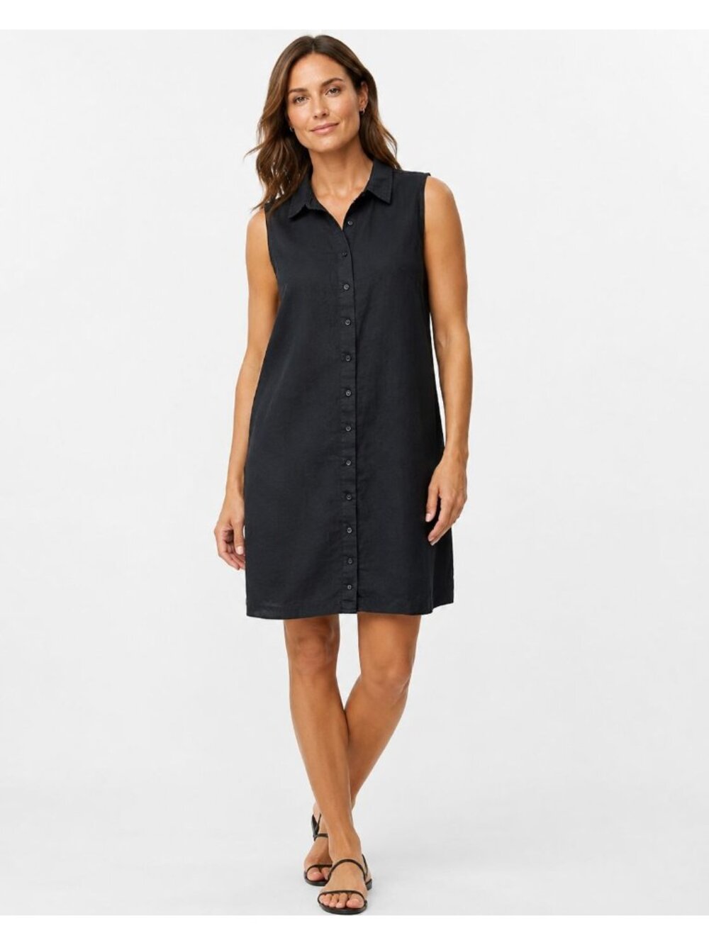 Garnett hill classic linen shirtdress Preppy classic  black Size 6
